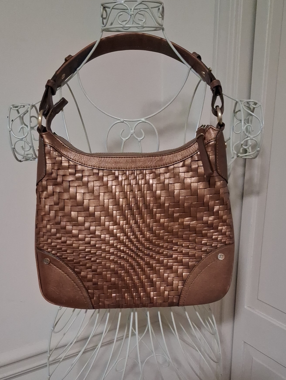Cole Haan Bronze Woven Leather Shoulder Bag